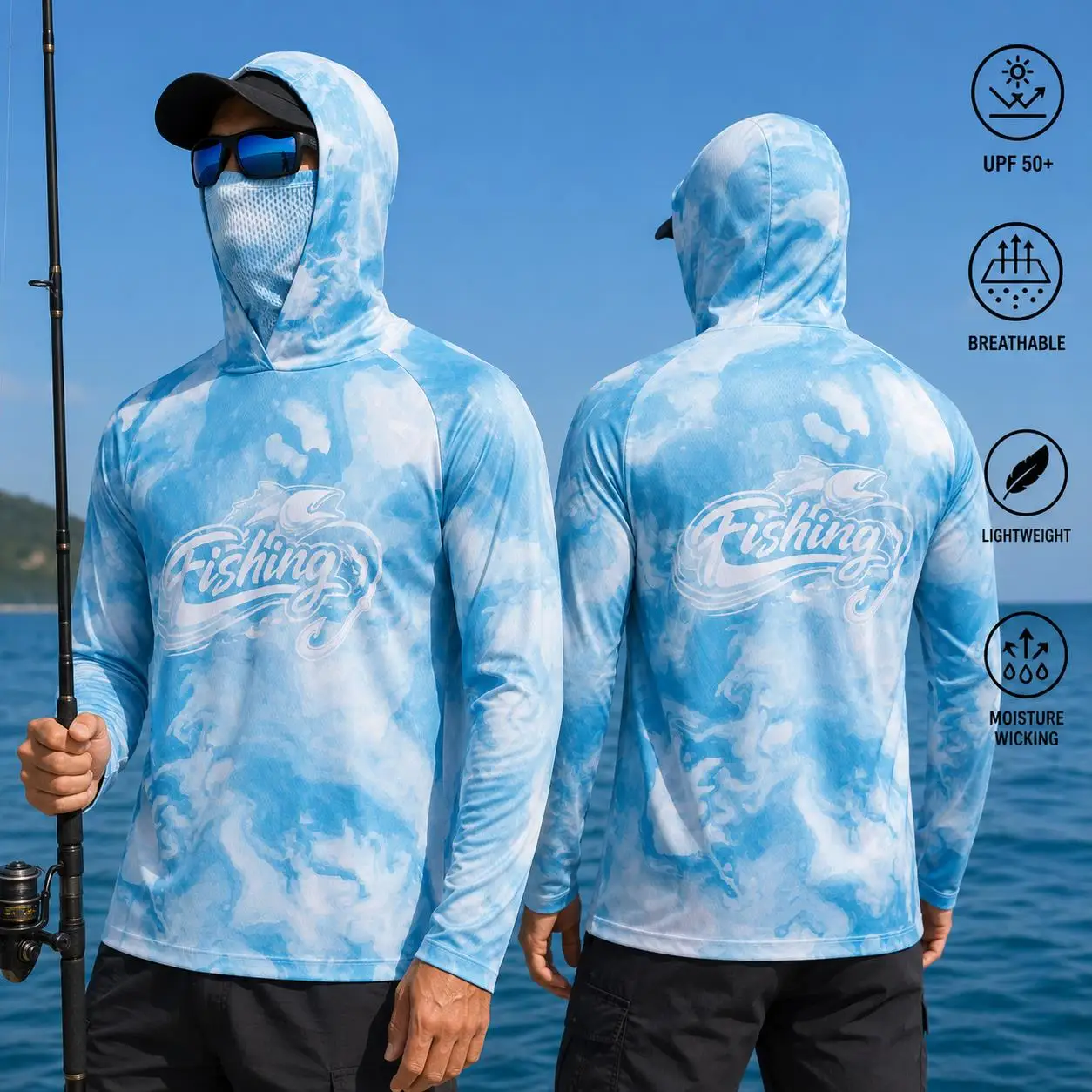 Camisa con capucha para pesca, - Fishing Shirt Uv Protection reseña y precio