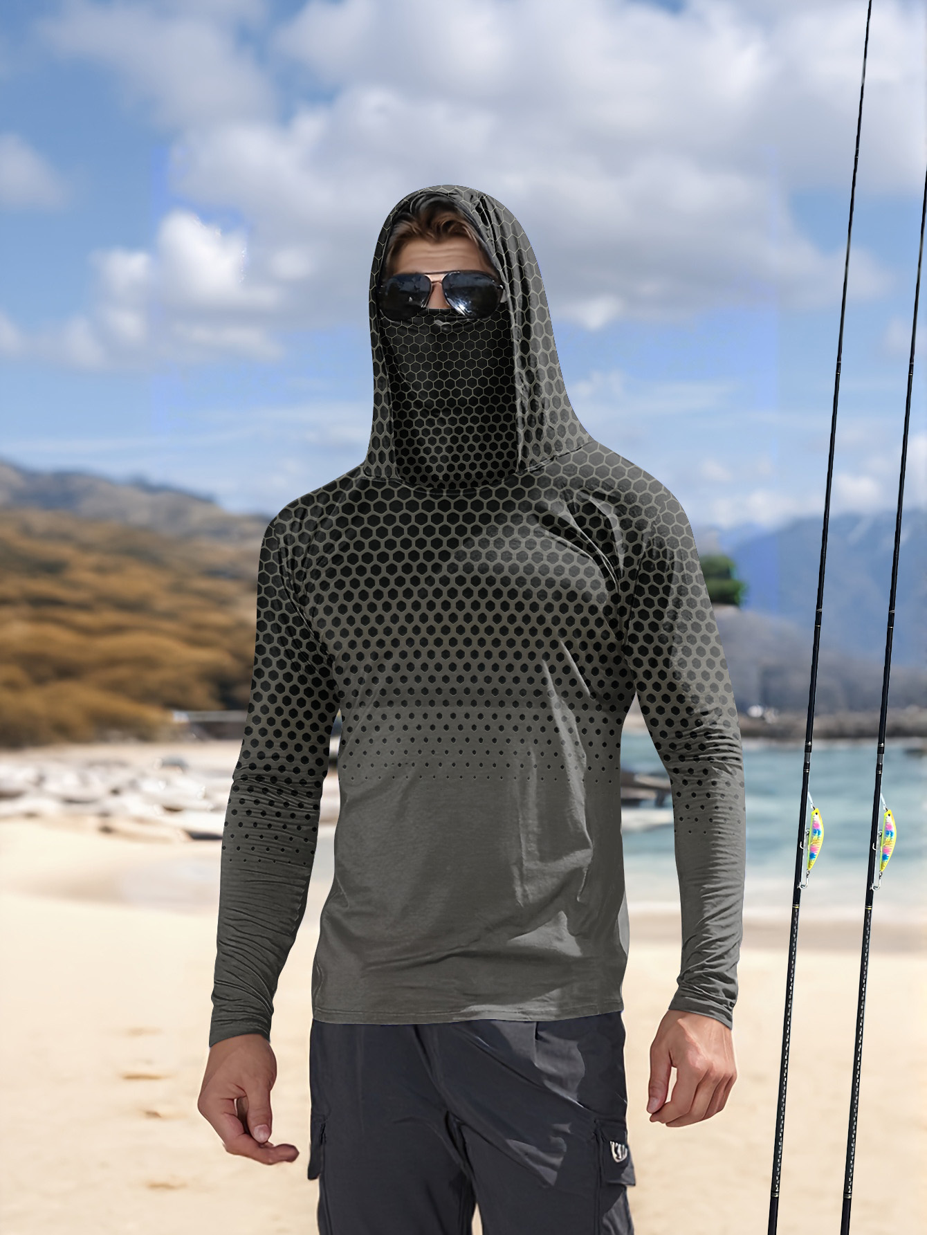 Sudadera de pesca para hombre, - Fishing Mask Sun Protection reseña y precio